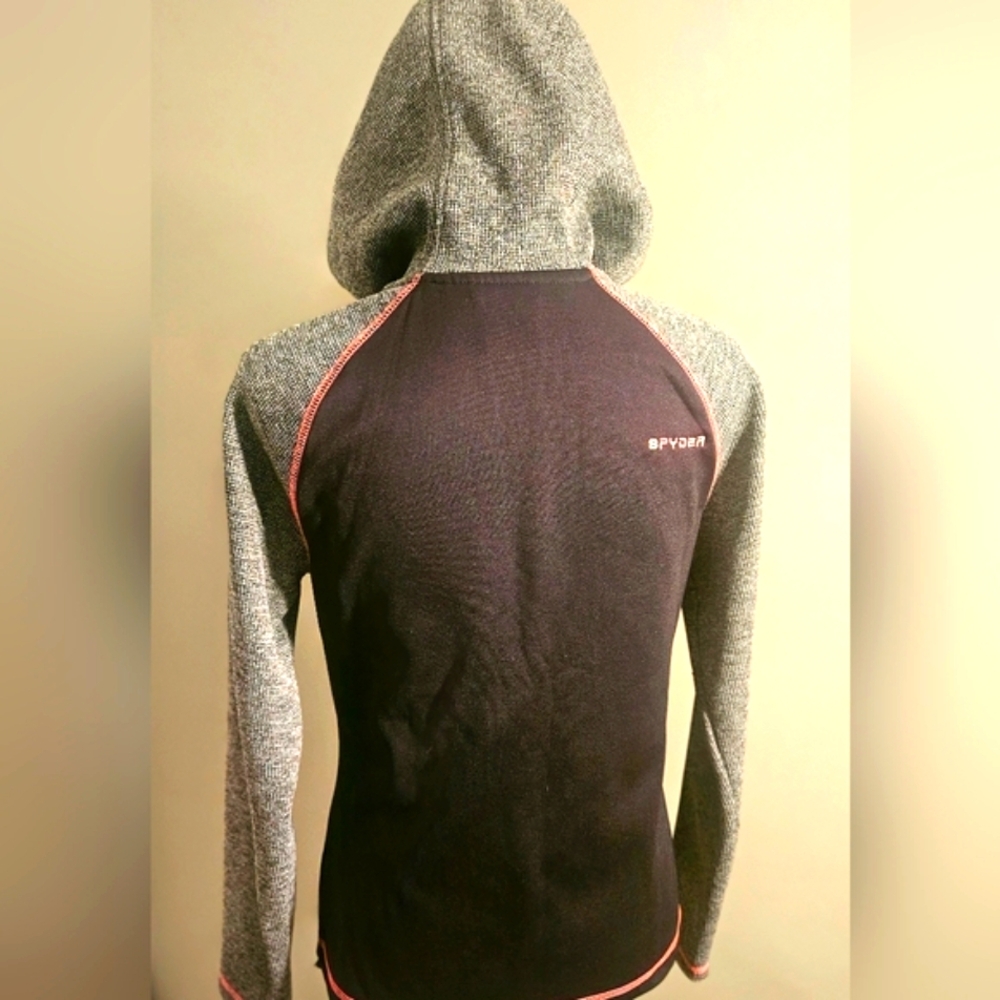 Women's Black and Gray Hooded Jacket - Picture 4 of 8